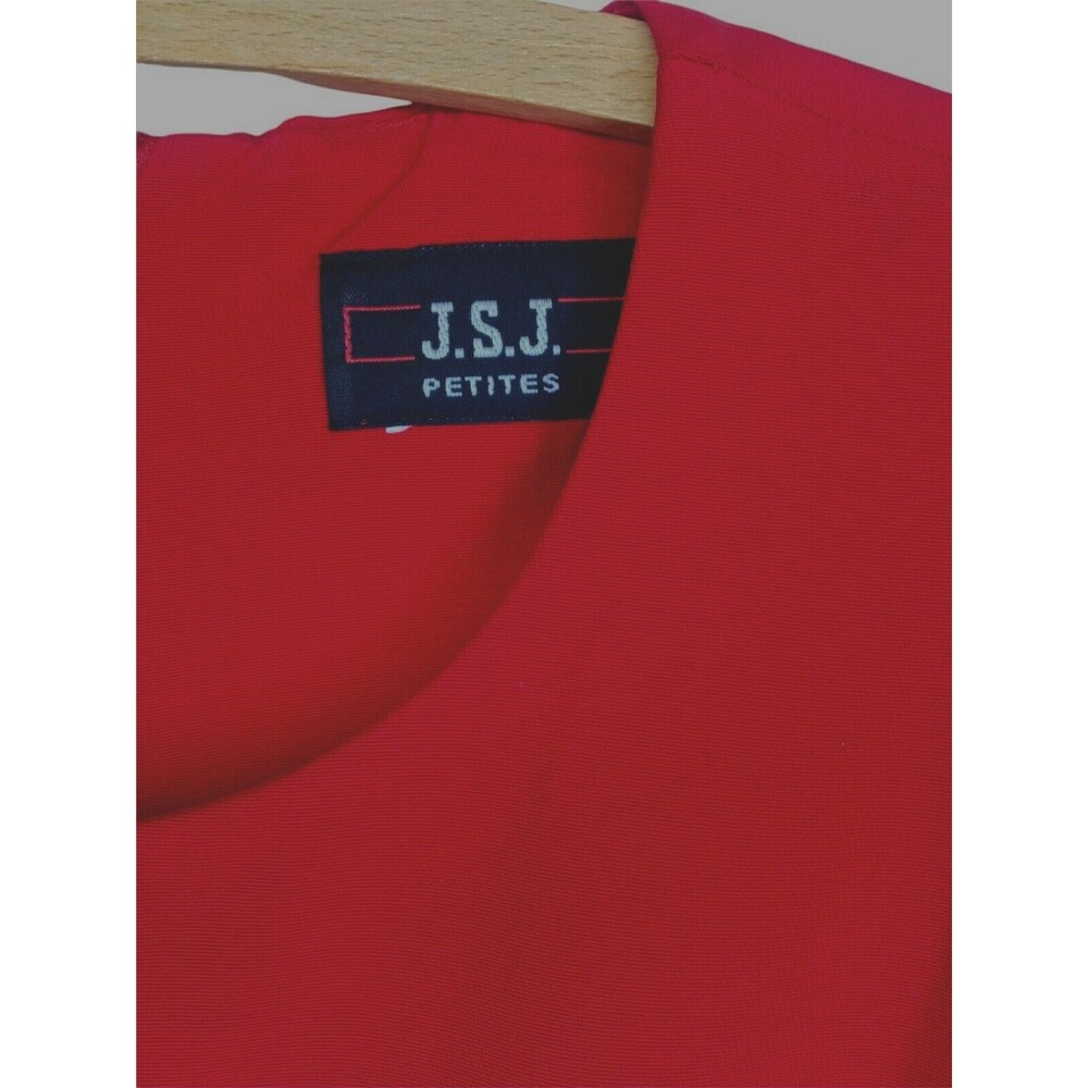 Vintage Little Red Dress 8 Sleeveless Yoke Knee Zip Sheath Back Slit Classic - Picture 3 of 6